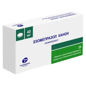 Купить Эзомепразол Канон 40 мг 28 шт таблетки кишечнорастворимые покрытые пленочной оболочкой