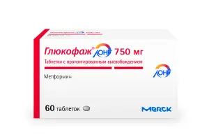 Купить Глюкофаж Лонг 750 мг 60 шт таблетки с пролонгированным высвобождением
