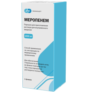Купить: Меропенем 1000 мг 1 шт порошок для приготовления раствора для внутривенного введения флакон