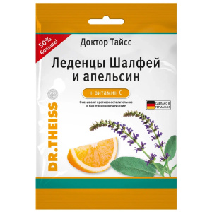 Купить: Доктор Тайсс 75 г леденцы от кашля шалфей и апельсин