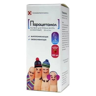 Купить Парацетамол клубника 2,4 % 100 мл сироп для приема внутрь для детей