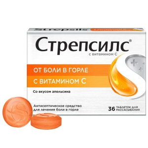 Купить: Стрепсилс 36 шт таблетки для рассасывания витамин С