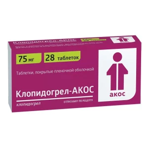 Купить Клопидогрел-АКОС 75 мг 28 шт таблетки покрытые пленочной оболочкой