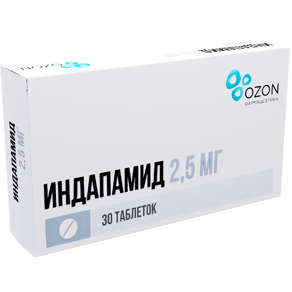 Индапамид таблетки покрытые пленочной оболочкой 2,5мг №30 (Озон) ⭐ Купить в  интернет-аптеке | Артикул: 10052390 | Производитель: Озон - Ваша Аптека №1  | Москва и Московская область