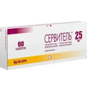 Купить Сервитель 25 мг 60 шт таблетки покрытые пленочной оболочкой