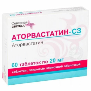 Купить: Аторвастатин-СЗ 20 мг 60 шт таблетки покрытые пленочной оболочкой