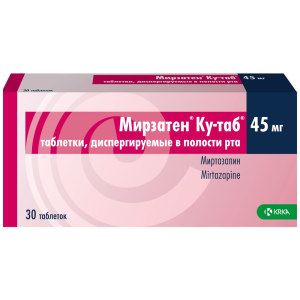 Купить: Мирзатен Ку-таб 45 мг 30 шт таблетки диспергируемые в полости рта