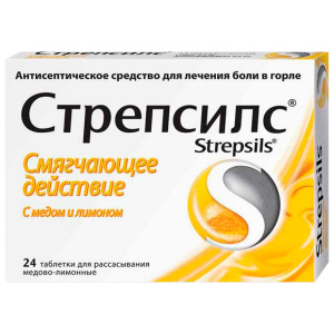 Купить: Стрепсилс 24 шт таблетки для рассасывания мед-лимон