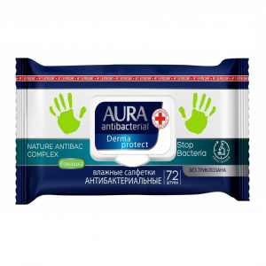 Купить: Aura 72 шт салфетки влажные антибактериальные
