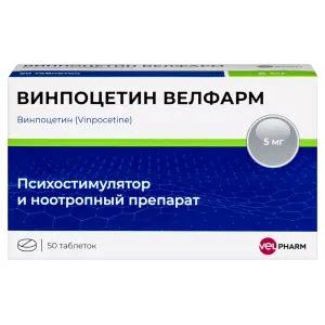 Купить Винпоцетин Велфарм 5 мг 50 шт таблетки