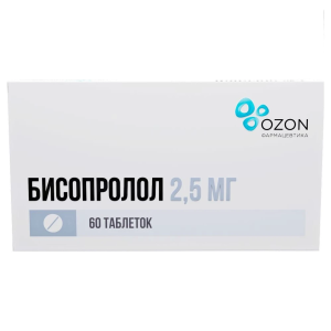 Купить: Бисопролол 2,5 мг 60 шт таблетки покрытые пленочной оболочкой