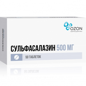 Купить: Сульфасалазин 500 мг 50 шт таблетки покрытые пленочной оболочкой