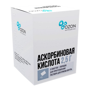 Купить: Аскорбиновая Кислота пор д/р-ра д/внутр 2,5г №5