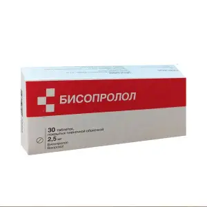 Купить Бисопролол 2,5 мг 30 шт таблетки покрытые пленочной оболочкой