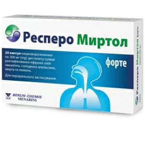 Купить: Респеро Миртол Форте 300 мг 20 шт капсулы кишечнорастворимые