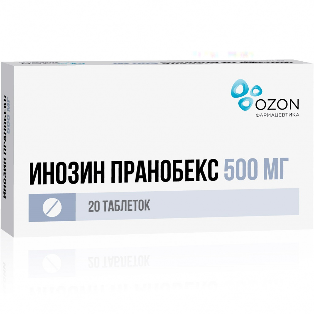 Инозин Пранобекс таб 500мг №20 ⭐ Купить в интернет-аптеке | Артикул:  10022243 | Производитель: Озон - Ваша Аптека №1 | Москва и Московская  область