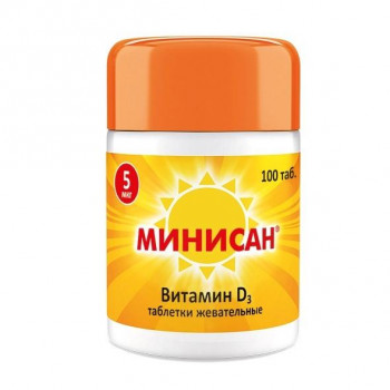 Купить Минисан витамин Д3 таб жев 5мкг 200МЕ №100