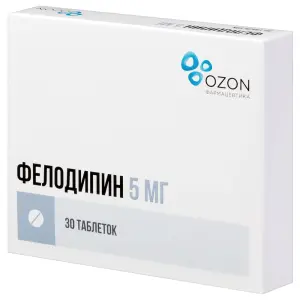 Купить Фелодипин 5 мг 30 шт таблетки с пролонгированным высвобождением покрытые пленочной оболочкой