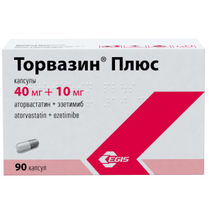 Купить: Торвазин Плюс 40 мг + 10 мг 90 шт капсулы