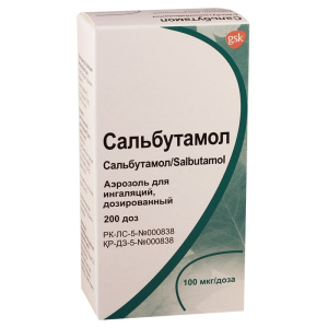 Купить: Сальбутамол аэрозоль д/ингаляций дозированный 100мкг/доза 200ДОЗ 12мл