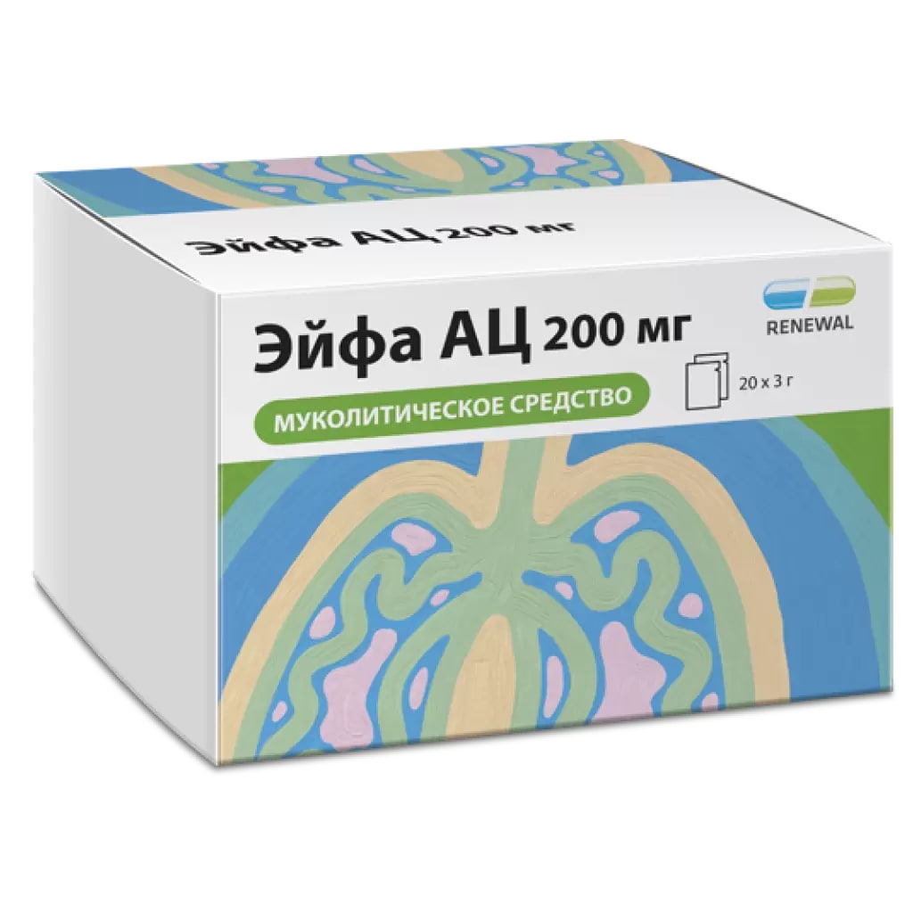 Купить Эйфа АЦ 200 мг 20 шт гранулы для приготовления раствора для приема внутрь пакет-саше