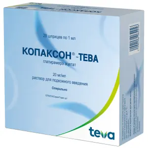 Купить Копаксон-Тева 20 мг/1 мл 1 мл 28 шт раствор для подкожного введения шприцы
