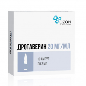 Купить: Дротаверин р-р д/ин 20мг/мл амп 2мл №10 (Озон ООО)