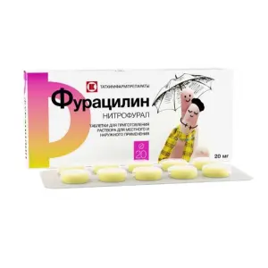 Купить Фурацилин 20 мг 20 шт таблетки для приготовления раствора для местного и наружного применения
