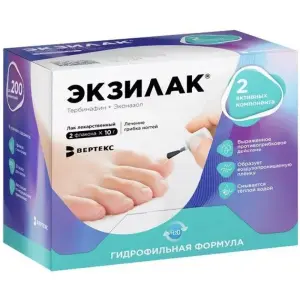 Купить Экзилак 4 % + 3 % 10 г 2 шт лак для ногтей в комплекте с одноразовыми пилочками для ногтей 30 шт