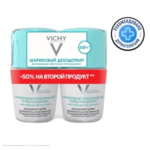 Купить Vichy 50 мл 2 шт дезодорант шариковый регулирующий избыточное потоотделение 48 ч
