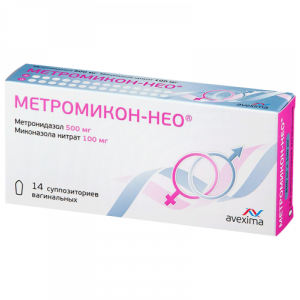 Купить: Метромикон-Нео 500 мг + 100 мг 14 шт суппозитории вагинальные