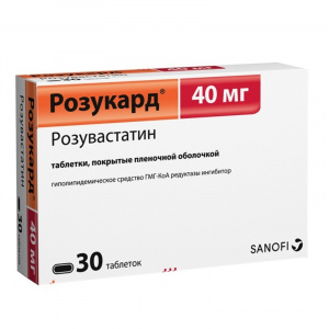 Купить: Розукард 40 мг 30 шт таблетки покрытые пленочной оболочкой