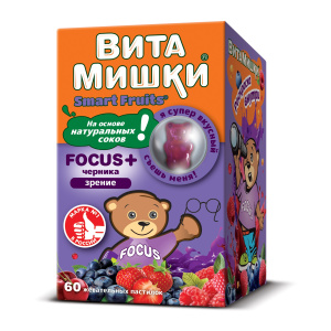 Купить ВитаМишки Фокус + пастилки жевательные №60 черника