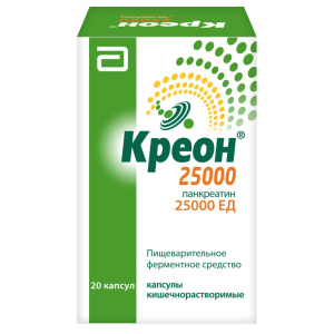 Купить: Креон 25000 20 шт капсулы кишечнорастворимые
