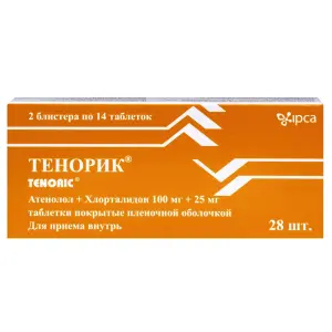 Купить Тенорик 100 мг + 25 мг 28 шт таблетки покрытые пленочной оболочкой