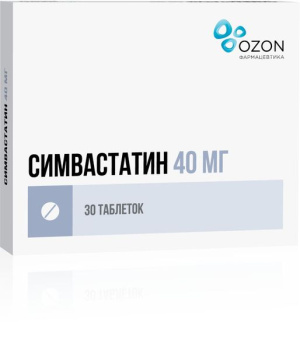 Купить: Симвастатин 40 мг 30 шт таблетки покрытые пленочной оболочкой