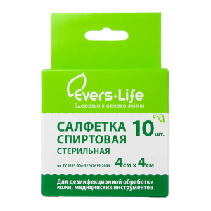 Купить: Evers Live 40 мм x 40 мм 10 шт спиртовые салфетки