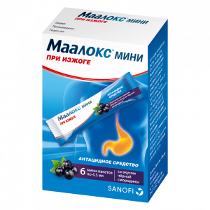 Купить: Маалокс Мини 4,3 мл 6 шт суспензия для приема внутрь саше черная смородина