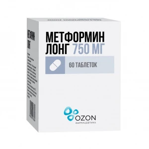 Купить Метформин-Лонг 750 мг 60 шт таблетки с пролонгированным высвобождением