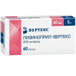 Купить Лизиноприл Вертекс 5 мг 60 шт таблетки