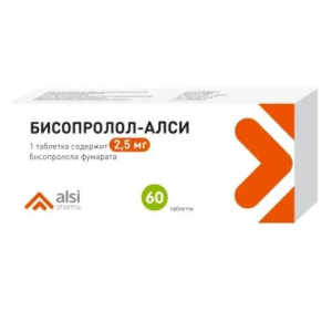 Купить: Бисопролол-Алси 2,5 мг 60 шт таблетки 
