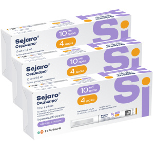 Купить: Набор 3 уп. Седжаро 10 мг/доз 2,4 мл 1 шприц-ручка + 4 иглы