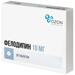 Купить Фелодипин 10 мг 30 шт таблетки с пролонгированным высвобождением покрытые пленочной оболочкой