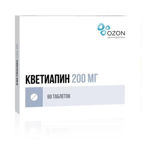 Купить: Кветиапин 200 мг 60 шт таблетки покрытые пленочной оболочкой