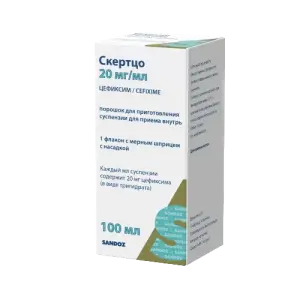 Купить Скертцо 20 мг/мл 100 мл порошок для приготовления суспензии для приема внутрь + мерный шприц с насадкой