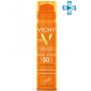 Купить: Vichy Ideal Soleil спрей-вуаль 75мл д/лица SPF 50+ освежающ