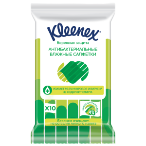 Купить: Kleenex 10 шт салфетки влажные антибактериальные