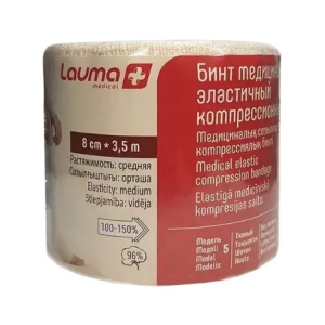 Купить: Lauma 3,5 м х 8 см бинт эластичный средней растяжимости с застежками