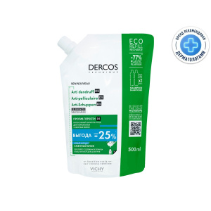 Купить: Vichy Dercos DS 500 мл шампунь сменный блок против перхоти для нормальных и жирных волос