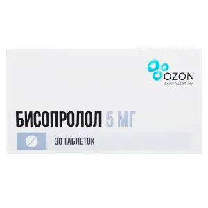 Купить Бисопролол 5 мг 30 шт таблетки покрытые пленочной оболочкой